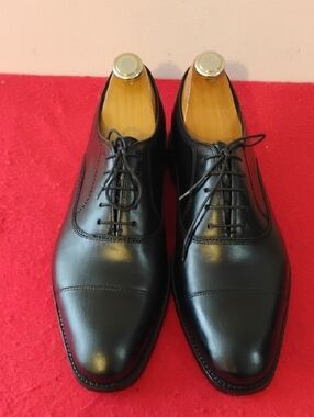 Men's Black Cap-Toe Oxford Lace-Up Dress Shoes